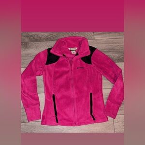 Columbia Women’s Medium Fleece Full Zip Jacket Coat Pink & Black / Thumbholes